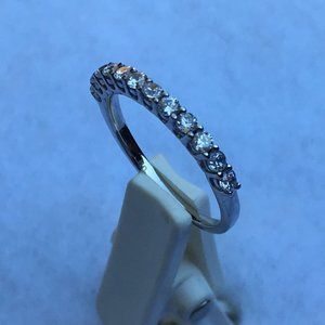 Sterling Silver Ring With Row of 12 Cubic Zirconia Accents, Size 7
